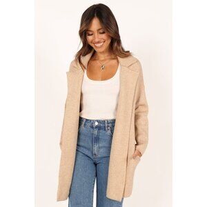 Petal & Pup Lenore Coatigan +Pockets Sand Beige Coat Cardigan Jacket Sweater S/M